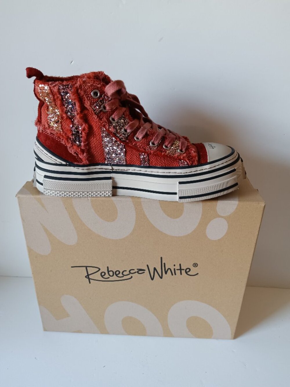 Rebecca White Women’s Serendipity Sneakers Shoes US Size 9 (EU39 ) Poppy New/Box